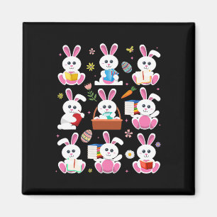 Bunny Reading Book Oaster Rabbit Bookworader B Magnet