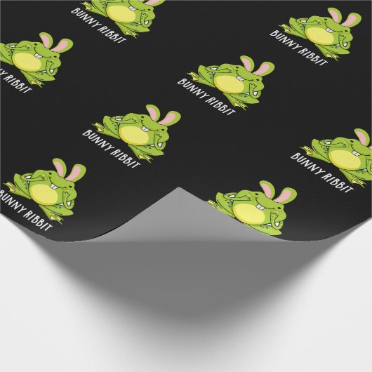 Bunny Ribbit Funny Rabbit Frosch Pun Dark BG Geschenkpapier (Ecke)