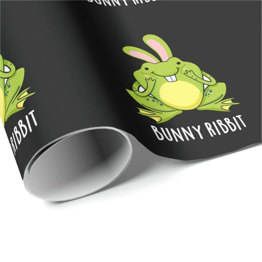 Bunny Ribbit Funny Rabbit Frosch Pun Dark BG Geschenkpapier (Rolleneckpunkt)