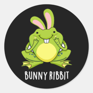 Bunny Ribbit Funny Rabbit Frosch Pun Dark BG Runder Aufkleber