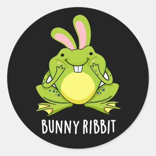Bunny Ribbit Funny Rabbit Frosch Pun Dark BG Runder Aufkleber (Vorderseite)