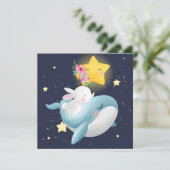 Bunny Ride Whale Feiertagskarte (Stehend Vorderseite)