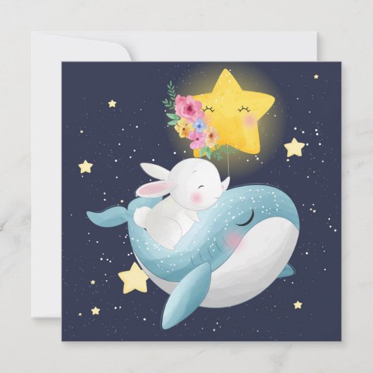 Bunny Ride Whale Feiertagskarte (Vorderseite)