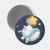 Bunny Riding A Whale Magnet (Vorderseite/Rückseite)