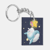 Bunny Riding A Whale Schlüsselanhänger (Vorderseite links)