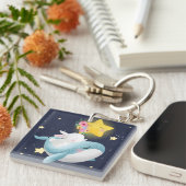 Bunny Riding A Whale Schlüsselanhänger (Vorderseite rechts)