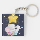 Bunny Riding A Whale Schlüsselanhänger (Rückseite)