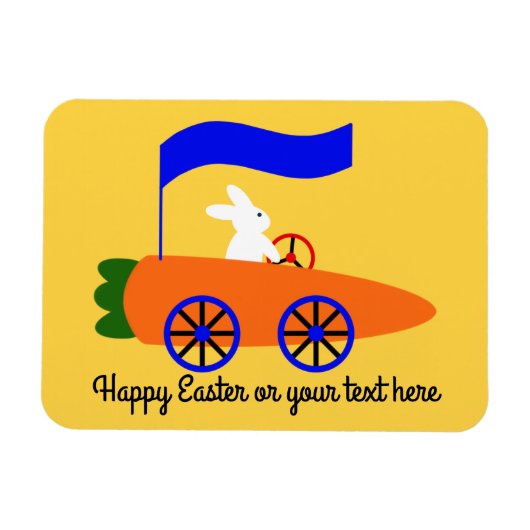 Bunny Riding Carrot Car #1 Magnet (Horizontal)