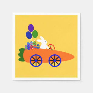 Bunny Riding Carrot Car #3 Napkins Serviette