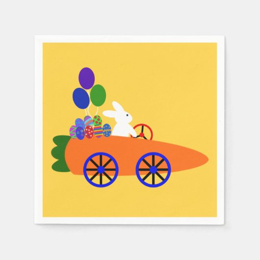 Bunny Riding Carrot Car #3 Napkins Serviette (Vorderseite)