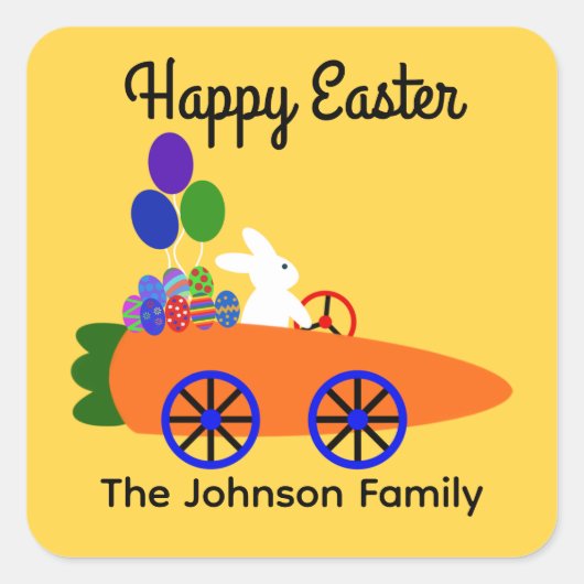 Bunny Riding Carrot Car #3 Stickers (Vorderseite)