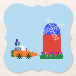 Bunny Riding Carrot Car #4 Paper Untersetzer