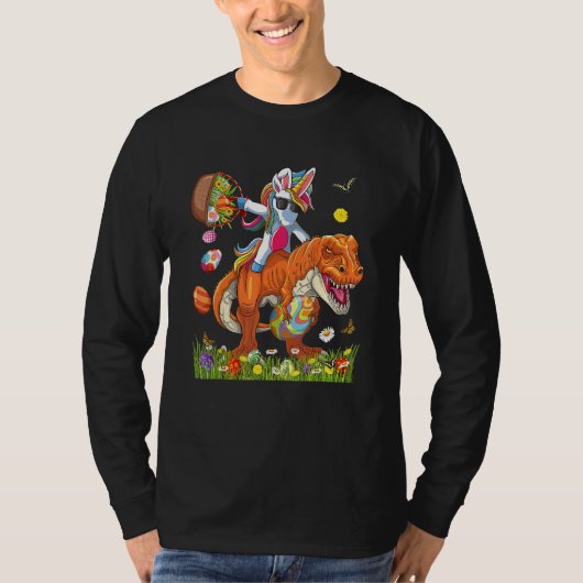 Bunny Riding Dinosaur Holg Eierkörbe Ostern Da T-Shirt (Vorderseite)