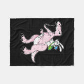 Bunny Riding Dinosaur Ostereier Jagd Rabbit Sp Fleecedecke (Vorderseite (Horizontal))