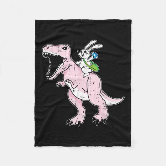 Bunny Riding Dinosaur Ostereier Jagd Rabbit Sp Fleecedecke (Vorderseite)