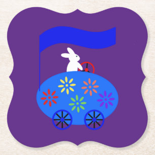 Bunny Riding Egg Car #1 Paper Untersetzer