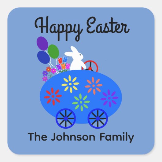 Bunny Riding Egg Car #2 Stickers (Vorderseite)