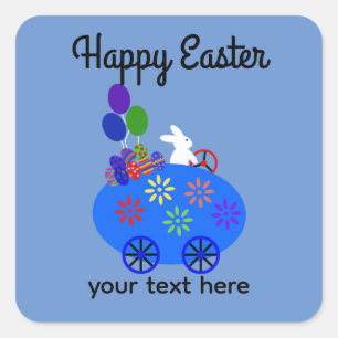 Bunny Riding Egg Car #3-2 Stickers