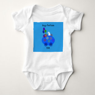 Bunny Riding Egg Car #3 Baby Bodysuit Baby Strampler