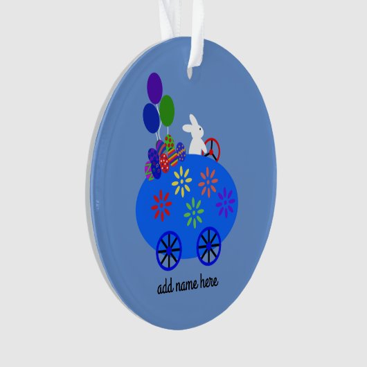 Bunny Riding Egg Car #3 Ornament (Vorderseite)