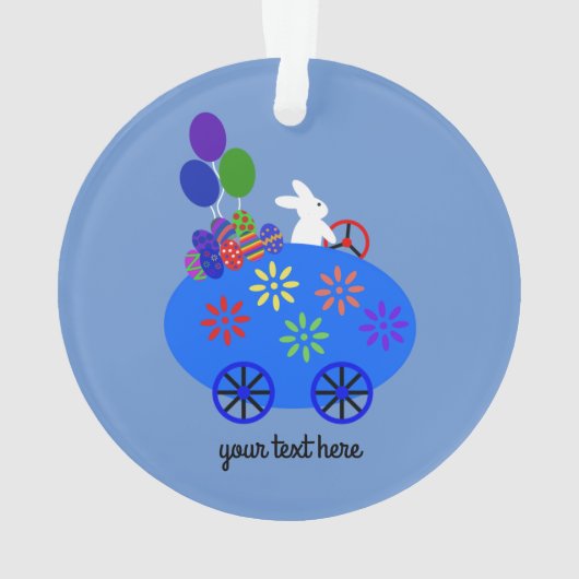Bunny Riding Egg Car #3 Ornament (Rückseite)