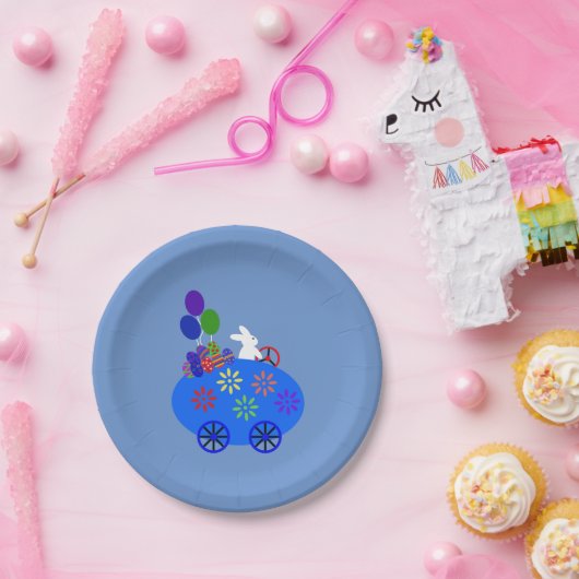 Bunny Riding Egg Car #3 Paper Tellers Pappteller (Party)