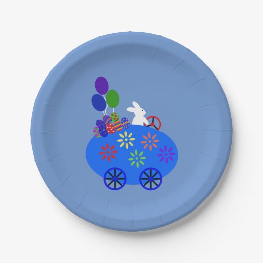 Bunny Riding Egg Car #3 Paper Tellers Pappteller (Vorderseite)