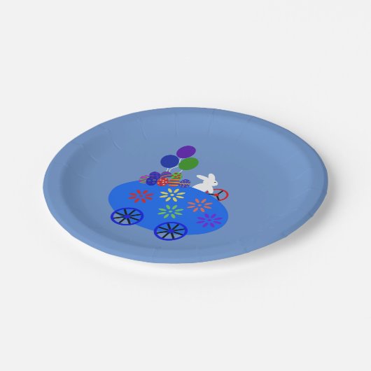 Bunny Riding Egg Car #3 Paper Tellers Pappteller (Schrägansicht)