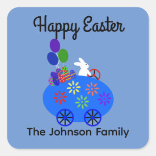 Bunny Riding Egg Car #3 Stickers