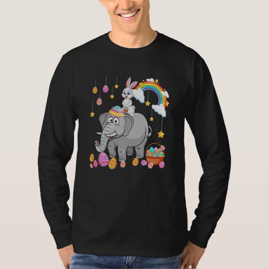 Bunny Riding Elephant Easter Day Costume Hunting E T-Shirt (Vorderseite)