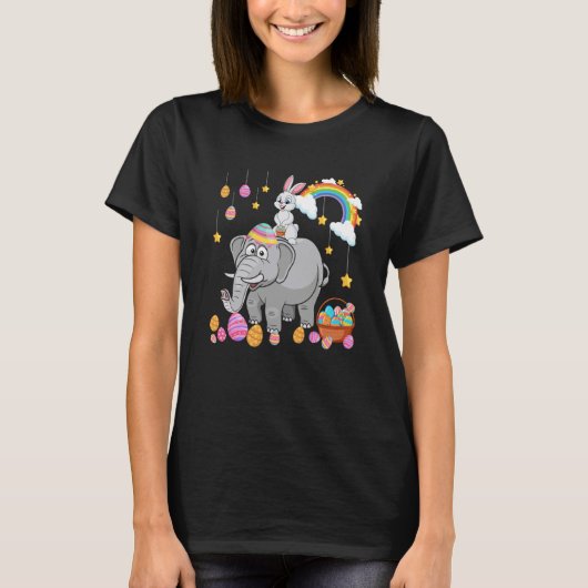 Bunny Riding Elephant Easter Day Costume Hunting E T-Shirt (Vorderseite)
