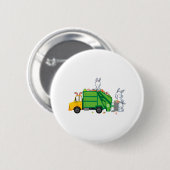 Bunny Riding Garbage LKW Funny Oster Kids Boys Button (Vorne & Hinten)