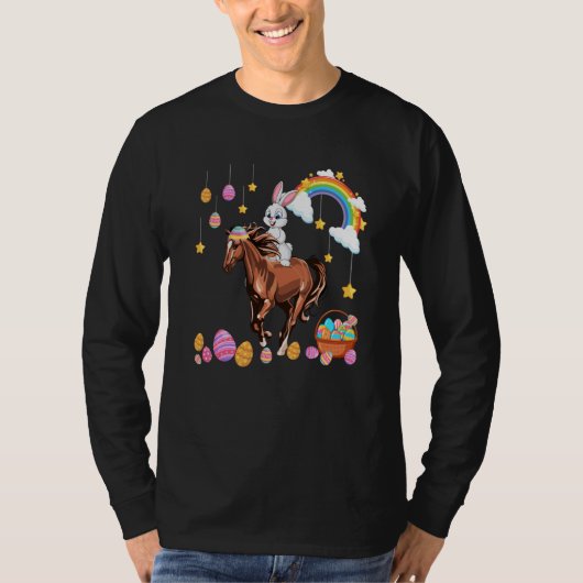 Bunny Riding Horse Easter Day Costume Farmer Hunti T-Shirt (Vorderseite)