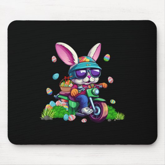 Bunny Riding Motorrad Ostereier Korb Männer Wom Mousepad (Vorne)