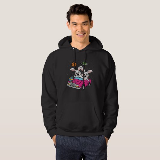 Bunny Riding Space Car Easter Egg Hunting Rabbit S Hoodie (Vorne ganz)