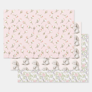 Bunny Rose Floral Geburtstag Geschenkpapier Set