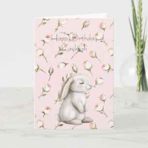 Bunny Rose Floral Geburtstag Karte