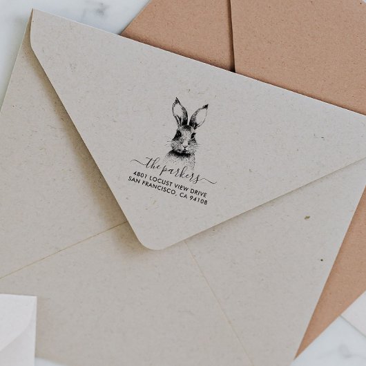 Bunny | Rücksendeadresse für Familienname Gummistempel