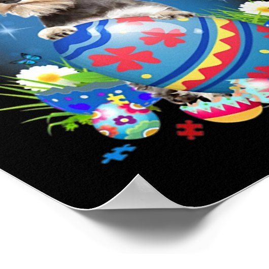 Bunny Schnauzer mit Eierkorb Ostern Blume Jagd Poster (Ecke)