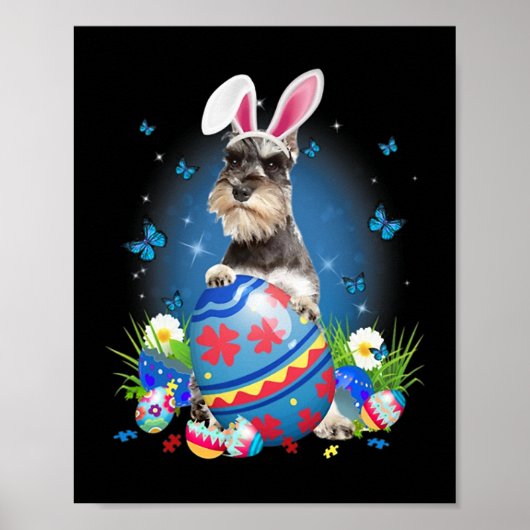 Bunny Schnauzer mit Eierkorb Ostern Blume Jagd Poster (Vorne)