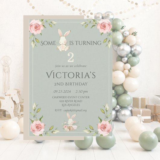 Bunny Second 1. Niedliche Geburtstag Party Einladung