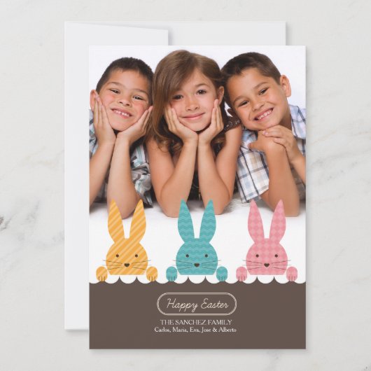 Bunny Siblings Foto Osterkarte Feiertagskarte (Vorderseite)