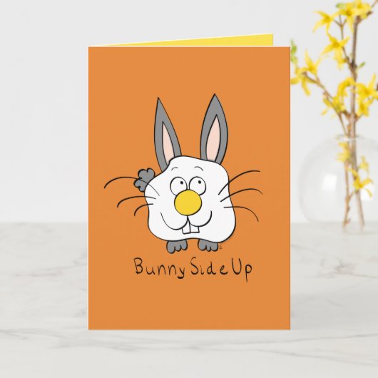 Bunny Side Up Egg Frühstück Funny Greycard Karte (Gelbe Blume)
