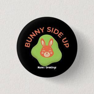 Bunny Side Up Retro-Oster-Ei Grafikdesign Button