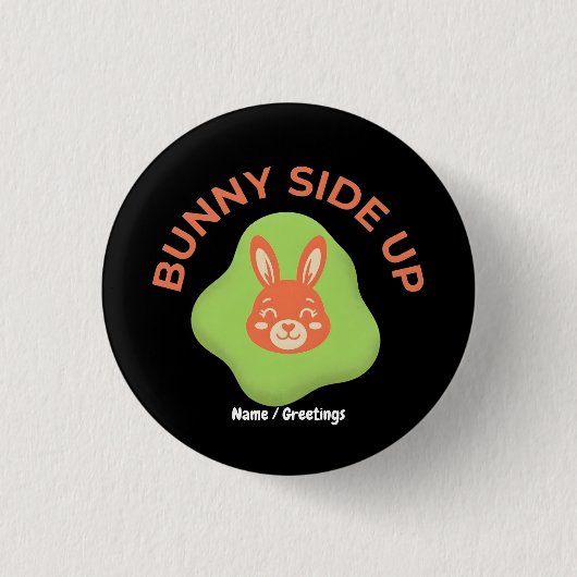 Bunny Side Up Retro-Oster-Ei Grafikdesign Button (Vorderseite)