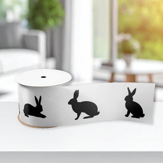 Bunny Silhouettes In Black Cute Easter Satinband