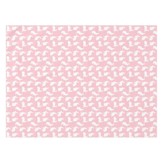Bunny Silhouettes On Blush Pink Easter Pattern Tischdecke (Vorderseite (Horizontal))