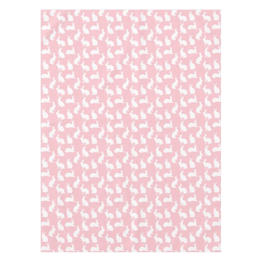 Bunny Silhouettes On Blush Pink Easter Pattern Tischdecke (Vorderseite)