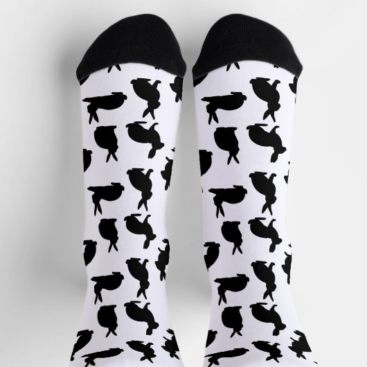 Bunny Silhouettes Pattern In Black Cute Easter Socken (Oben)