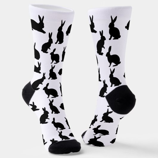 Bunny Silhouettes Pattern In Black Cute Easter Socken (Gewinkelt)
